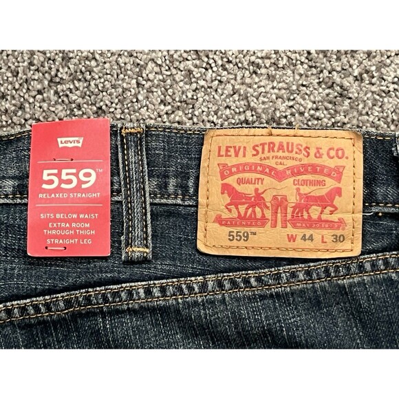 New LEVI’s 559 JEANS Men’s 44X30 Relaxed Straight Fit Blue Dark Wash Stretch - Picture 7 of 8